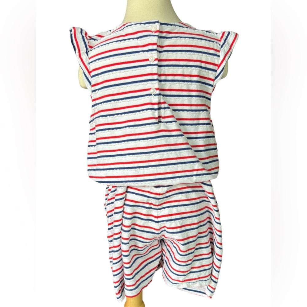 Janie and Jack Americana Girls Striped Romper Size 12 - Picture 2 of 3